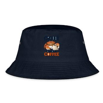 Crabby Before Coffee Krabbe Und Kaffee Spruch - Bucket Hat - Navy - Vorne