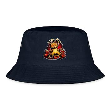 Katze Glühwein Betrunken Pop Art Comic T-Shirt - Bucket Hat - Navy - Vorne