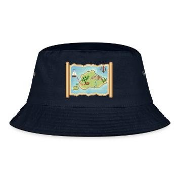 Pixel Art Schatzkarte mit verstecktem Schatz - Bucket Hat - Navy - Vorne
