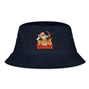 Engel auf Teilzeit Weihnachtsmann Lustiger Spruch - Bucket Hat - Navy - Vorne