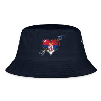 Serbien Flagge Herz mit Pfeil used look - Bucket Hat - Navy - Vorne