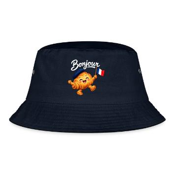 Cute French Croissant Bonjour Paris - Bucket Hat - Navy - Vorne