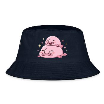 Kawaii Blobfisch Kuscheln Suesser Rosa Gestapel - Bucket Hat - Navy - Vorne