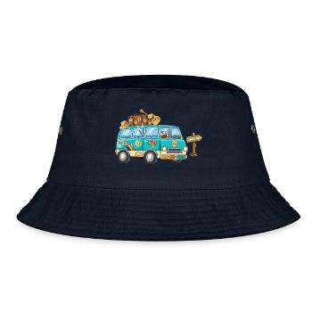 70er Camper Wohnmobil - Bucket Hat - Navy - Vorne