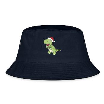 Dinosaurier Weihnachten Schnee Winter T-Rex Dino - Bucket Hat - Navy - Vorne