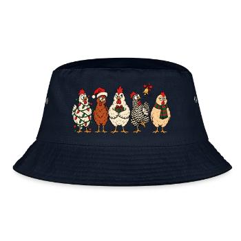 Christmas Chickens – Lustiger festlicher Comic - Bucket Hat - Navy - Vorne