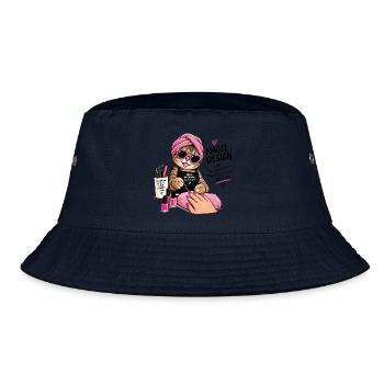 Nagel Design Katze Pink Glam - Bucket Hat - Navy - Vorne