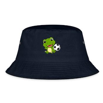 Kleiner Grüner Drache Spielt Fußball Kinder TShirt - Bucket Hat - Navy - Vorne
