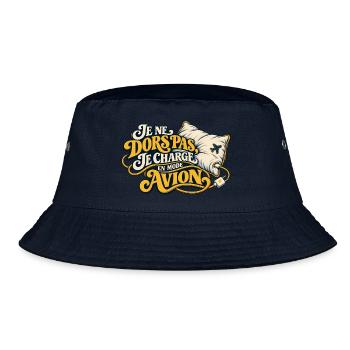 Ich schlafe nicht, ich lade im Flugmodus auf - Bucket Hat - Navy - Vorne
