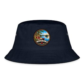 Muskoka Kanada Natur Wald Landschaft Urlaub - Bucket Hat - Navy - Vorne