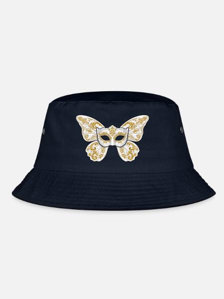 Verzierte goldene Maskenmaske - Bucket Hat - Navy