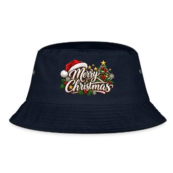 Frohe Weihnachten Ornament-Schrift - Bucket Hat - Navy - Vorne