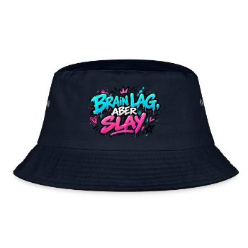 Brain Lag Aber Slay Neon Graffiti - Bucket Hat - Navy - Vorne