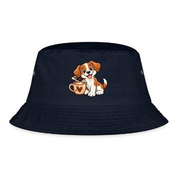Dogs & Coffee - Bucket Hat - Navy - Vorne