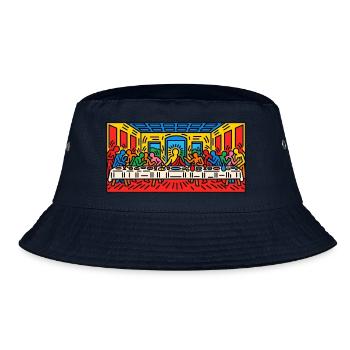 Pop-Art-Panel zum letzten Abendmahl - Bucket Hat - Navy - Vorne