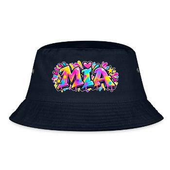 MIA Graffiti Name Street Art Neon Hip Hop - Bucket Hat - Navy - Vorne