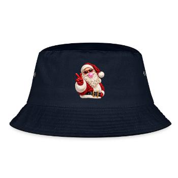 Weihnachtsmann-Sonnenbrille Kaugummi-Frieden - Bucket Hat - Navy - Vorne