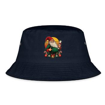 Christmas-Wichtel werdende Mama Retro - Bucket Hat - Navy - Vorne