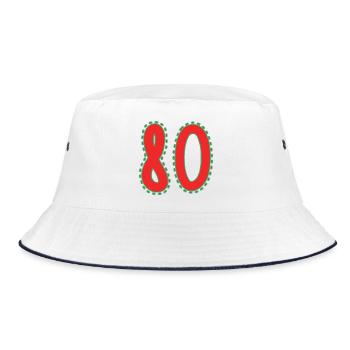 80. 80 JAHRE. 80. JAHRESTAG. 80-JÄHRIGES JUBILÄUM. - Bucket Hat - Weiß/Navy - Vorne