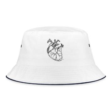 Anatomisches Herz - Bucket Hat - Weiß/Navy - Vorne