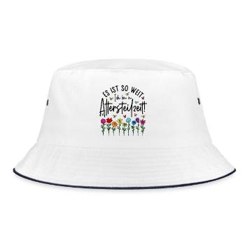 Es ist soweit Ich bin in Altersteilzeit - Blumen - Bucket Hat - Weiß/Navy - Vorne