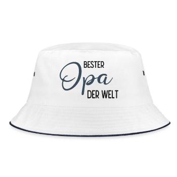 Bester Opa der Welt - Spruchdesign - Bucket Hat - Weiß/Navy - Vorne
