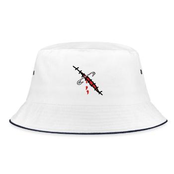 wunde mit sicherheitsnadel - Bucket Hat - Weiß/Navy - Vorne