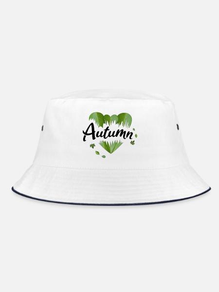 Herbst Herbstblätter Blätter - Bucket Hat - Weiß/Navy