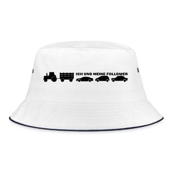 Ich und meine Follower - Landwirt Traktor Autos - Bucket Hat - Weiß/Navy - Vorne