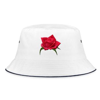 Rose rote Rose Rosenblüte - Bucket Hat - Weiß/Navy - Vorne