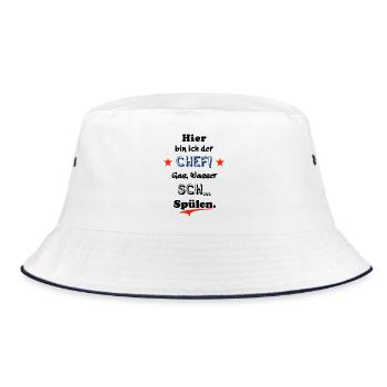 hier bin ich der chef - Bucket Hat - Weiß/Navy - Vorne