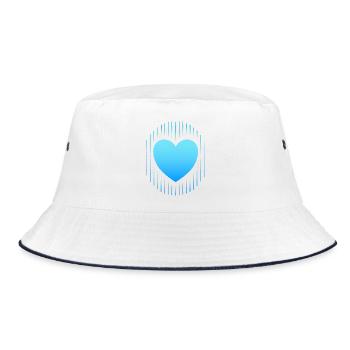 blaues Herz blaue Linien - Bucket Hat - Weiß/Navy - Vorne
