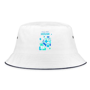Bausteine Steine bauen spielen - Bucket Hat - Weiß/Navy - Vorne