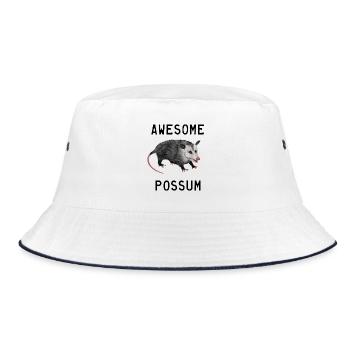 Awesome Possum - Opossum schwarzer Schriftzug - Bucket Hat - Weiß/Navy - Vorne