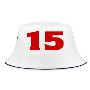 15. 15 JAHRE. 15-JÄHRIGES JUBILÄUM. 15-JÄHRIGES JUBILÄUM. - Bucket Hat - Weiß/Navy - Vorne
