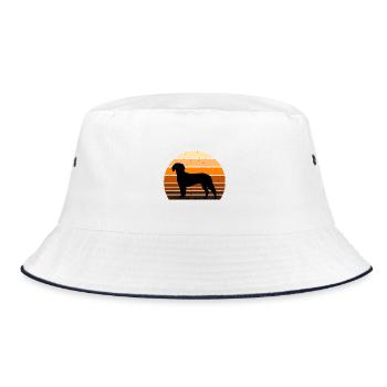 Deutsche Bracke Dog Love Silhouette Vintage Sunset - Bucket Hat - Weiß/Navy - Vorne