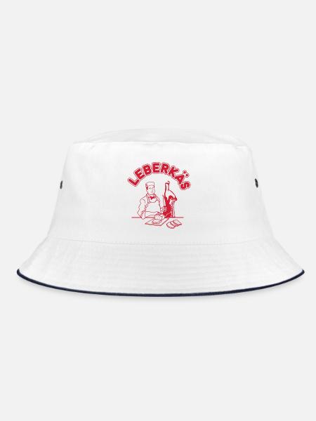 Leberkäs - Leberkäse Metzger - Bucket Hat - Weiß/Navy