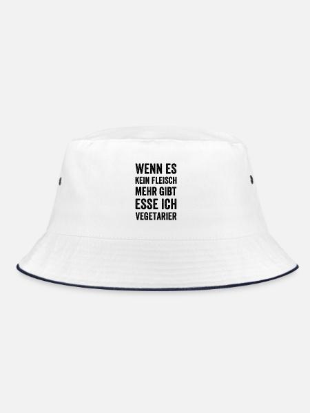 Wenn es kein Fleisch mehr gibt esse ich Vegetarier - Bucket Hat - Weiß/Navy