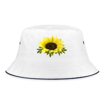 Sonnenblume - Bucket Hat - Weiß/Navy - Vorne