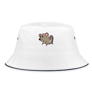 Maus Arsch - Maus Hintern - Bucket Hat - Weiß/Navy - Vorne