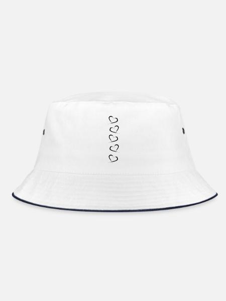 5 Herzchen untereinander Herz Design Modern Vektor - Bucket Hat - Weiß/Navy