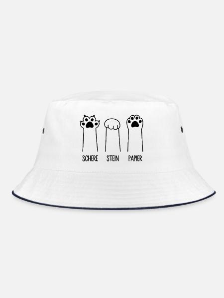 Schere Stein Papier Katze Pfote Spiel Katzenpfoten - Bucket Hat - Weiß/Navy