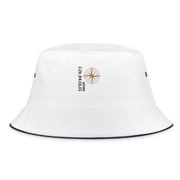 Borkum Koordinaten - Bucket Hat - Weiß/Navy - Vorne