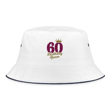 60 Birthday Queen 60.Geburtstag Königin 60 Jahre - Bucket Hat - Weiß/Navy - Vorne
