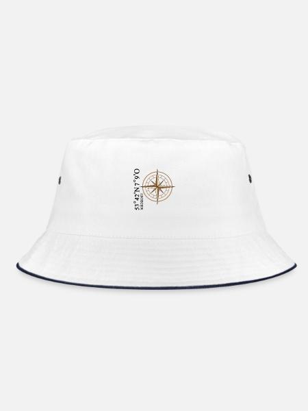 Norderney Koordinaten Insel - Bucket Hat - Weiß/Navy