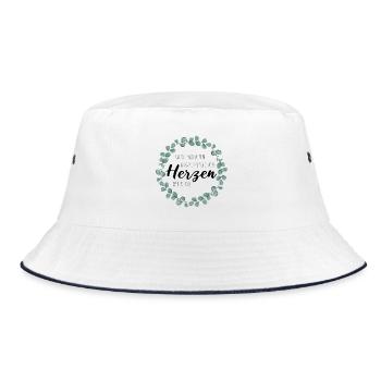 Kleine Menschen brauchen so große Herzen wie Deins - Bucket Hat - Weiß/Navy - Vorne
