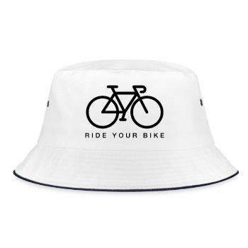 Bicycle - Ride your bike - Bucket Hat - Weiß/Navy - Vorne