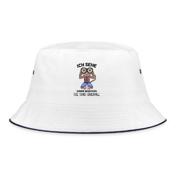 Ich sehe dumme Menschen Spruch lustig Affe - Bucket Hat - Weiß/Navy - Vorne