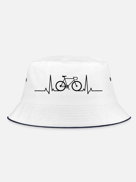 Rennrad Radsport T-Shirt Herzschlag - Bucket Hat - Weiß/Navy