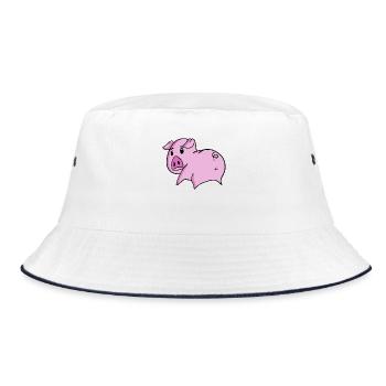 Schwein Arsch - Schwein Hintern - Bucket Hat - Weiß/Navy - Vorne